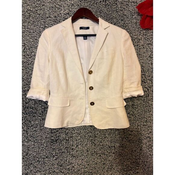 Chaps Men's White Linen Blazer Jacket Size S 2 Piece Notch Lapel - Picture 4 of 10